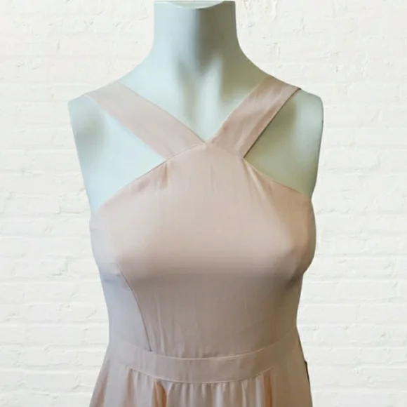 Lulus NWT small peach forevermore halter skater fit and flare mini dress - Picture 4 of 13